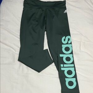 Adidas Kids Dark Green Logo Leggings